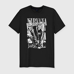 Мужская slim-футболка Нирвана - Курт Кобейн