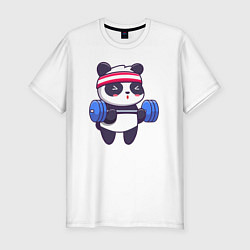 Мужская slim-футболка Панда в качалке