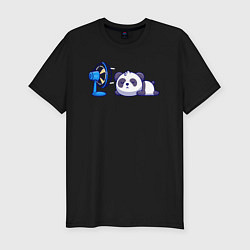 Мужская slim-футболка Панда и вентилятор