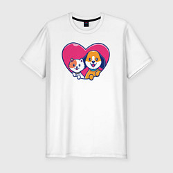 Футболка slim-fit Pets friends, цвет: белый