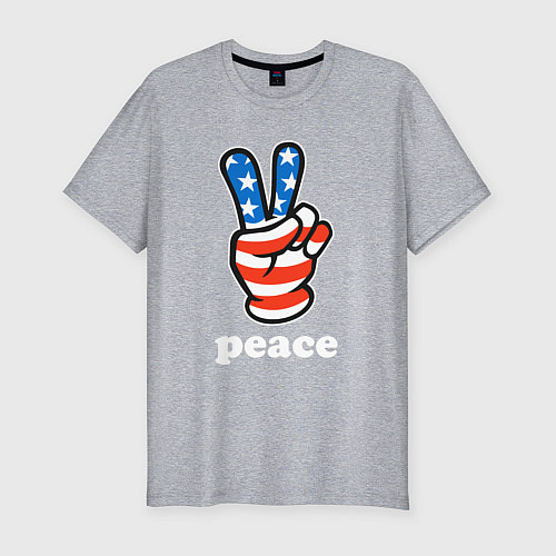 Мужская slim-футболка USA peace / Меланж – фото 1