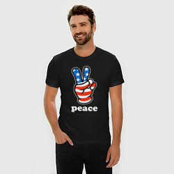 Футболка slim-fit USA peace, цвет: черный — фото 2