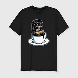 Мужская slim-футболка Кофейный серфер