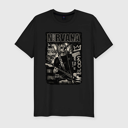 Мужская slim-футболка Nirvana In Bloom / Черный – фото 1