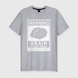 Футболка slim-fit Warning - high brain activity, цвет: меланж