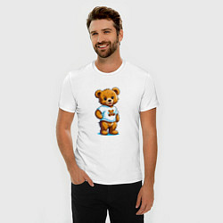 Футболка slim-fit Медвежонок в футболке, цвет: белый — фото 2