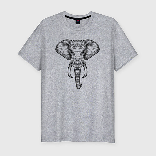 Мужская slim-футболка Голова слона / Меланж – фото 1