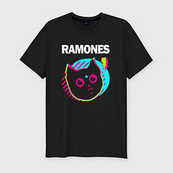 Футболка slim-fit Ramones rock star cat, цвет: черный