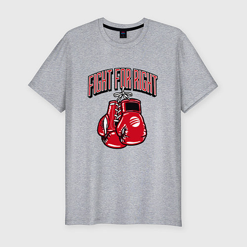 Мужская slim-футболка Боец за правое / Меланж – фото 1