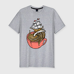 Мужская slim-футболка Кофейный корабль