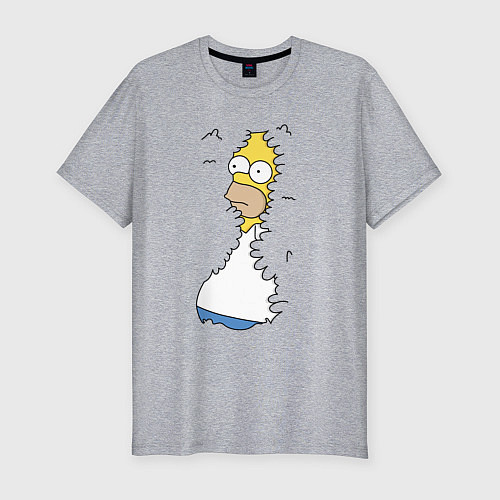 Мужская slim-футболка Гомер в кустах / Меланж – фото 1
