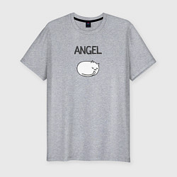 Мужская slim-футболка Минималистичный кот ангел