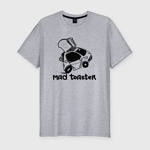 Мужская slim-футболка Бешеный тостер автомобиль Smart / Меланж – фото 1