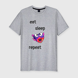Мужская slim-футболка Eat sleep woohoo repeat