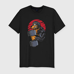 Футболка slim-fit Доберман в качалке, цвет: черный