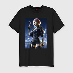Мужская slim-футболка Cyberpunk 2077 - ai art character