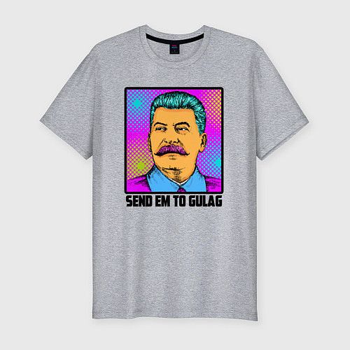 Мужская slim-футболка Send em to gulag / Меланж – фото 1