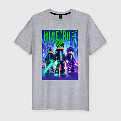 Футболка slim-fit Cyberpunk and Minecraft - collaboration, цвет: меланж