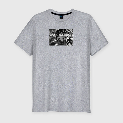 Мужская slim-футболка One Punch Man Гароу / Меланж – фото 1
