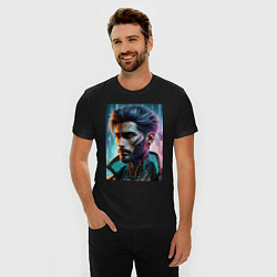 Футболка slim-fit Cyber dude - ai art, цвет: черный — фото 2