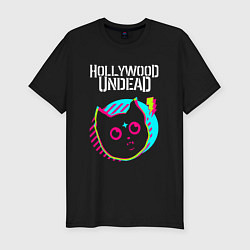 Мужская slim-футболка Hollywood Undead rock star cat