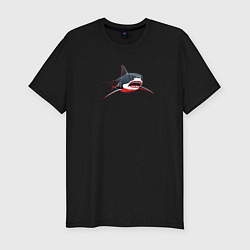 Футболка slim-fit Злая большая белая акула, цвет: черный