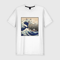 Футболка slim-fit Большой котяра в Канагаве, цвет: белый