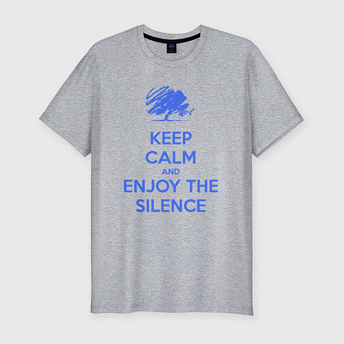 Мужская slim-футболка Keep calm and enjoy the silence / Меланж – фото 1