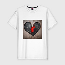 Футболка slim-fit Трещина на сердце, цвет: белый
