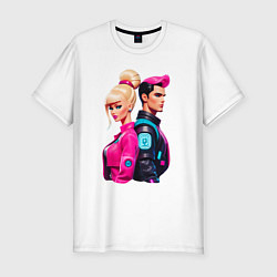 Футболка slim-fit Ken and Barbie - ai art, цвет: белый