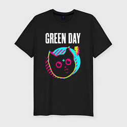 Мужская slim-футболка Green Day rock star cat