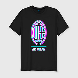 Мужская slim-футболка AC Milan FC в стиле glitch