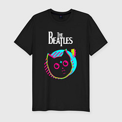 Мужская slim-футболка The Beatles rock star cat