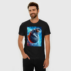 Футболка slim-fit Space cat - ai art, цвет: черный — фото 2