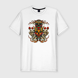 Футболка slim-fit Skull and mushrooms, цвет: белый