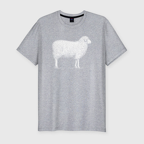 Мужская slim-футболка Белая овечка / Меланж – фото 1