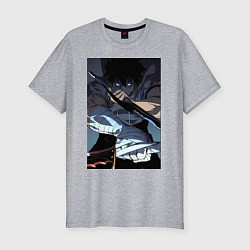 Мужская slim-футболка Поднятие уровня в одиночку Джину Сон