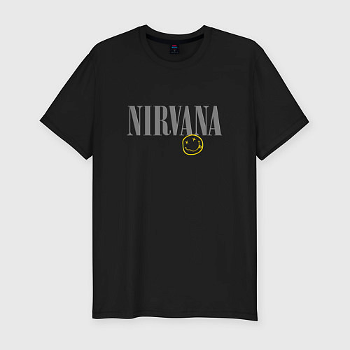 Мужская slim-футболка Nirvana logo smile / Черный – фото 1