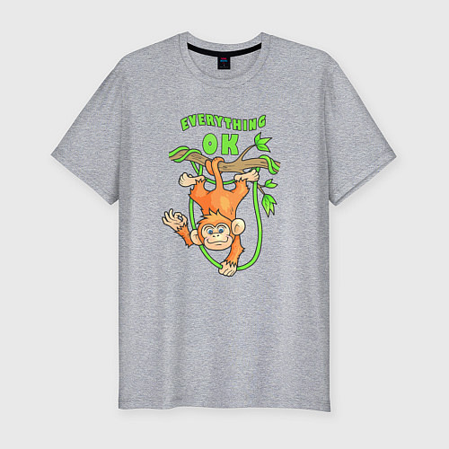Мужская slim-футболка Забавная позитивная обезьяна / Меланж – фото 1