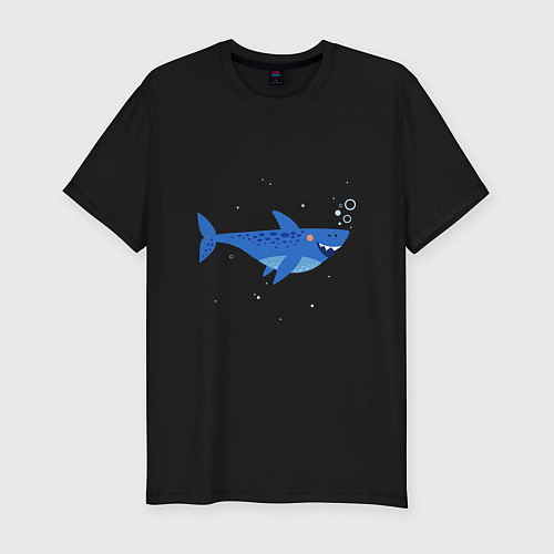 Мужская slim-футболка Синяя акула / Черный – фото 1