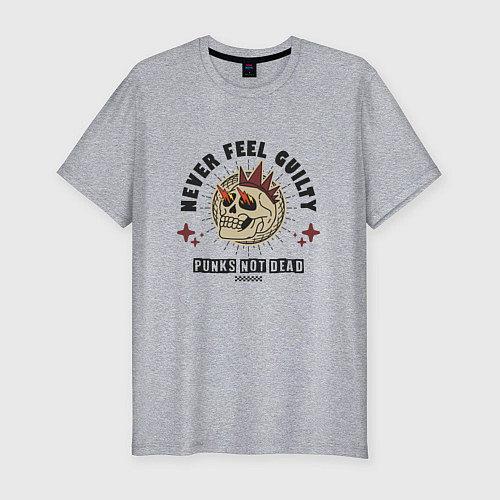 Мужская slim-футболка Never feel guilty / Меланж – фото 1
