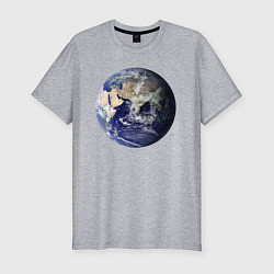 Мужская slim-футболка Наша планета земля