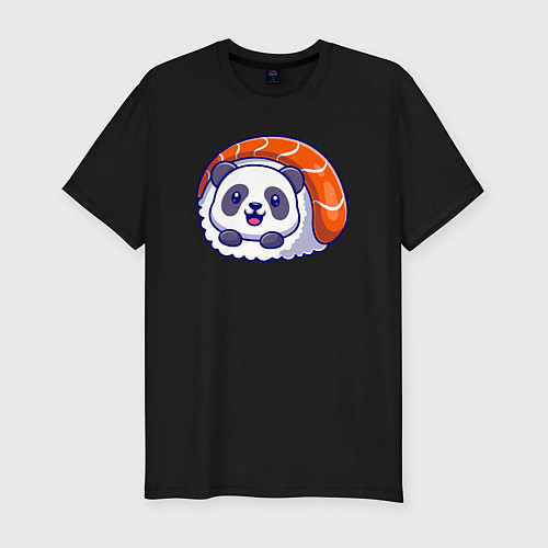 Мужская slim-футболка Roll panda / Черный – фото 1