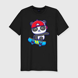 Футболка slim-fit Panda skater, цвет: черный