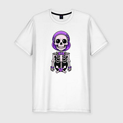 Мужская slim-футболка Скелет с бабочкой фиолетовый