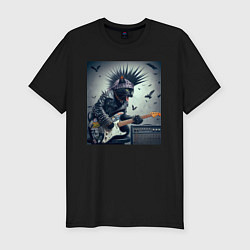 Мужская slim-футболка Котёнок панк гитарист - нейросеть