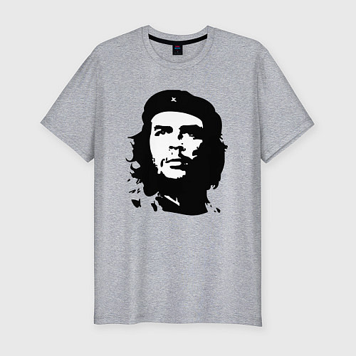 Мужская slim-футболка Черно-белый силуэт Че Гевара / Меланж – фото 1