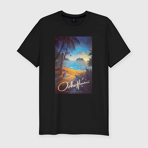 Мужская slim-футболка Old Hawaii / Черный – фото 1