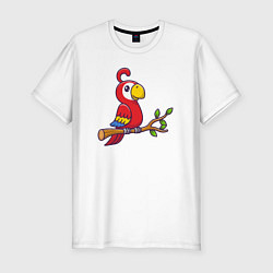 Мужская slim-футболка Красный попугайчик