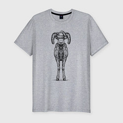 Мужская slim-футболка Новогодний барашек